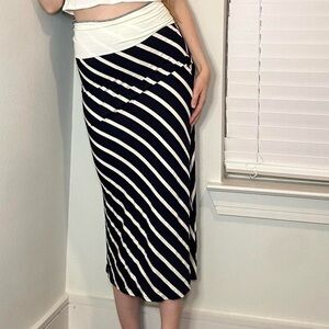 Striped midi skirt